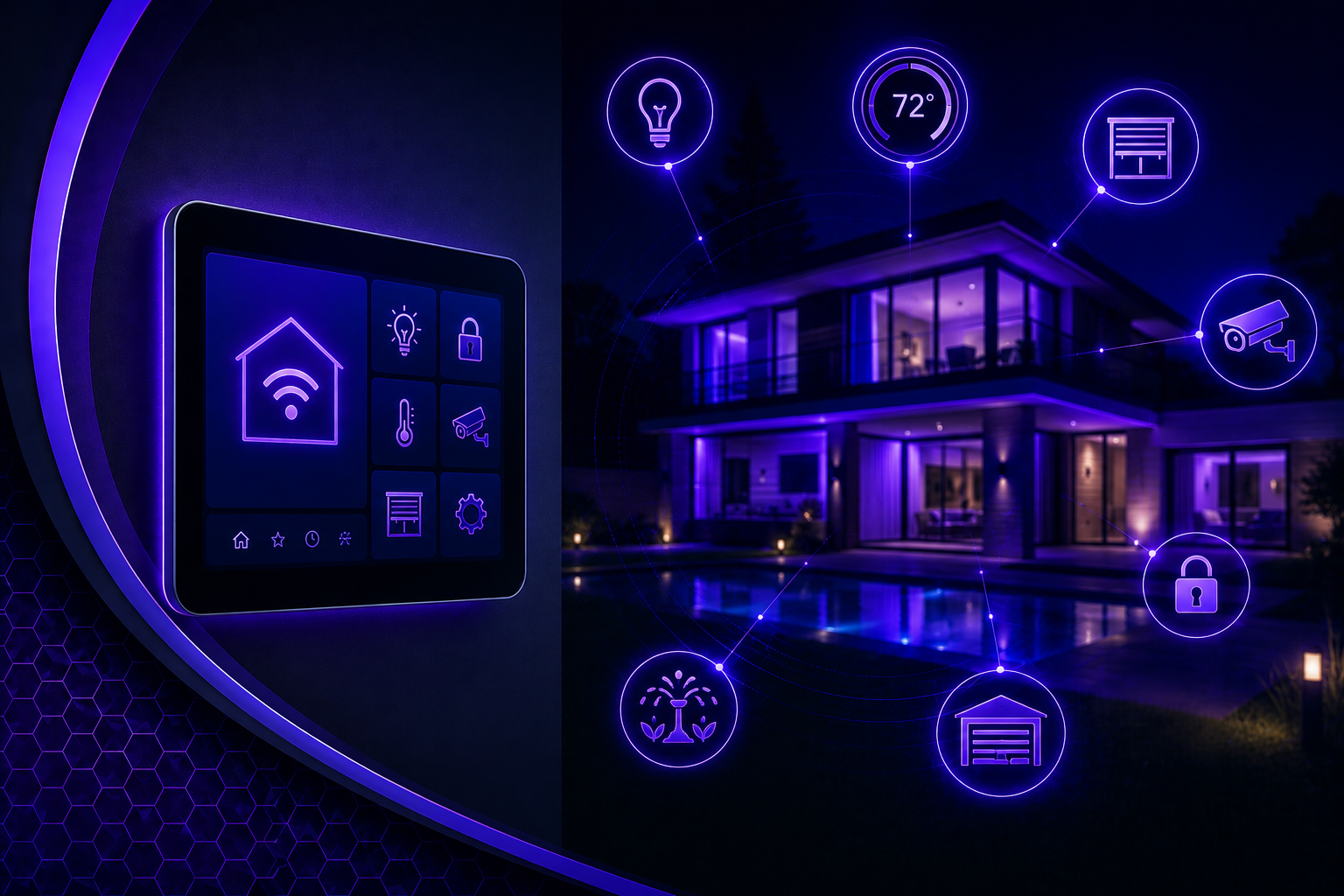 Smart home control panel with connected security and automation devices
